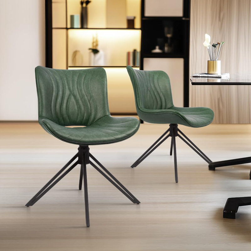 Chaises de salle à manger pivotantes rembourrées, Vert