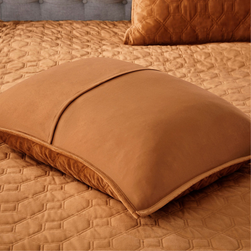 3 Piece Velvet Quilt Set Rust