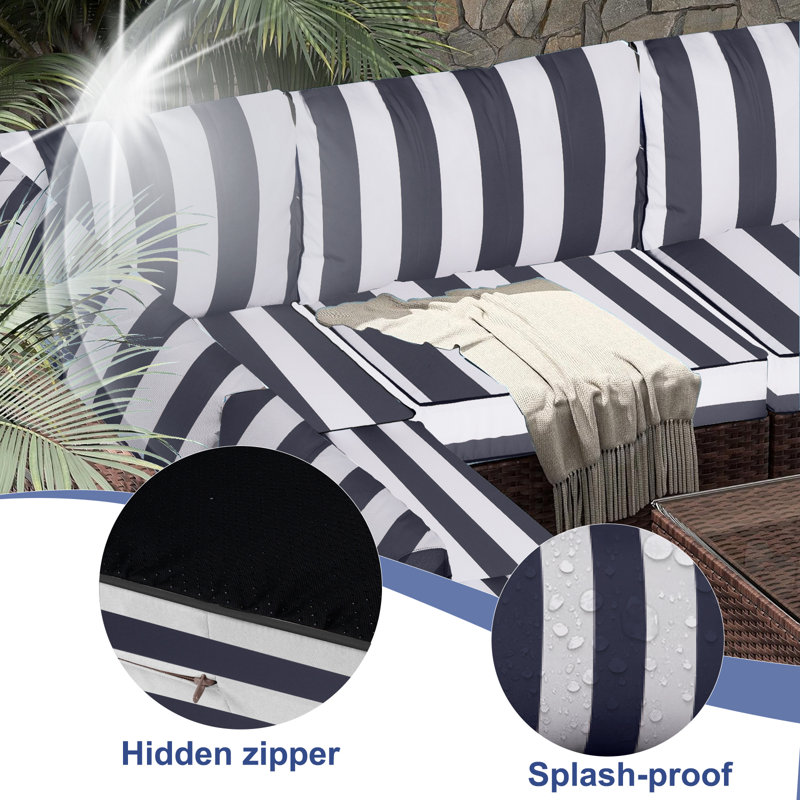 Outdoor Sectional Cushions, Outdoor Cushions For Patio Furniture Replacement, Waterproof Patio Furniture Cushions, Patio Sectional Cushions For Outdoor Sofa(14Pcs)