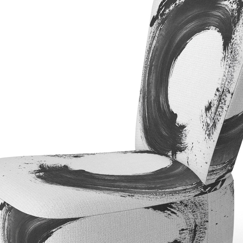 Chaise d'appoint abstraite minimaliste rembourrée à motif abstrait pinceau Zen, Side Chair Armless