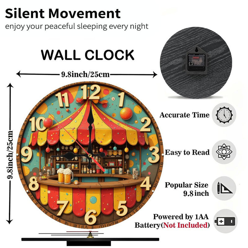 Horloge colorée pour décor de bar