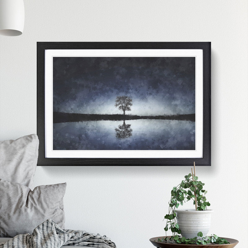 Tree at Dusk Vol.2 - Picture Frame Graphic Art, 36cm H x 48cm W x 2cm D, Black