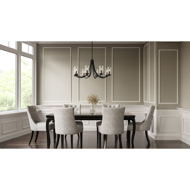 Lustre 8 lumières Allard, H 22 po x l 45 po x P 45 po, Noir mat, 8 lumières