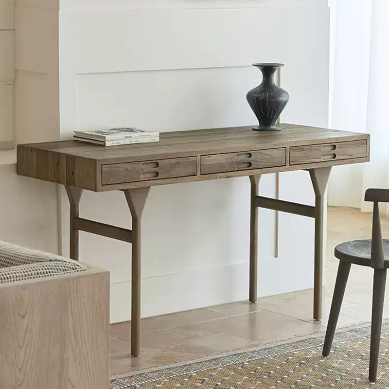 French Distressed Design Birch Solid Wood Desk
