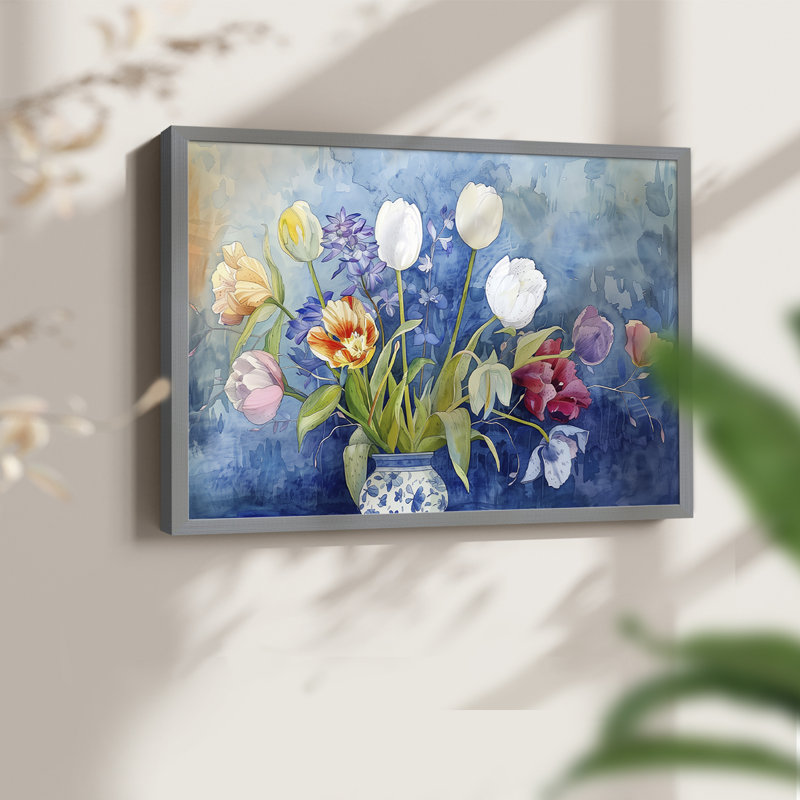 Série florale CV CV, reproduction encadrée, Gris, H 11 po x l 14 po