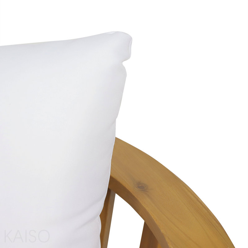 Causeuse d'extérieur en bois avec coussins - blanc / teck - l 55,50 po x P 27,00 po x H 25,50 po