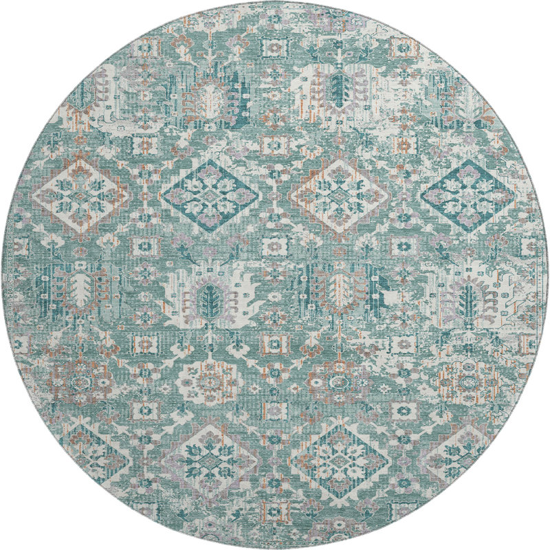 Premium Machine Washable Ariel Global Rug, Round 8'