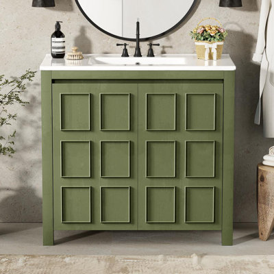 Organisateur de meuble-lavabo 36 po avec lavabo en céramique