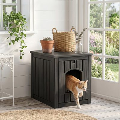 Resin Pet House,litter Box Enclosure With Side Table