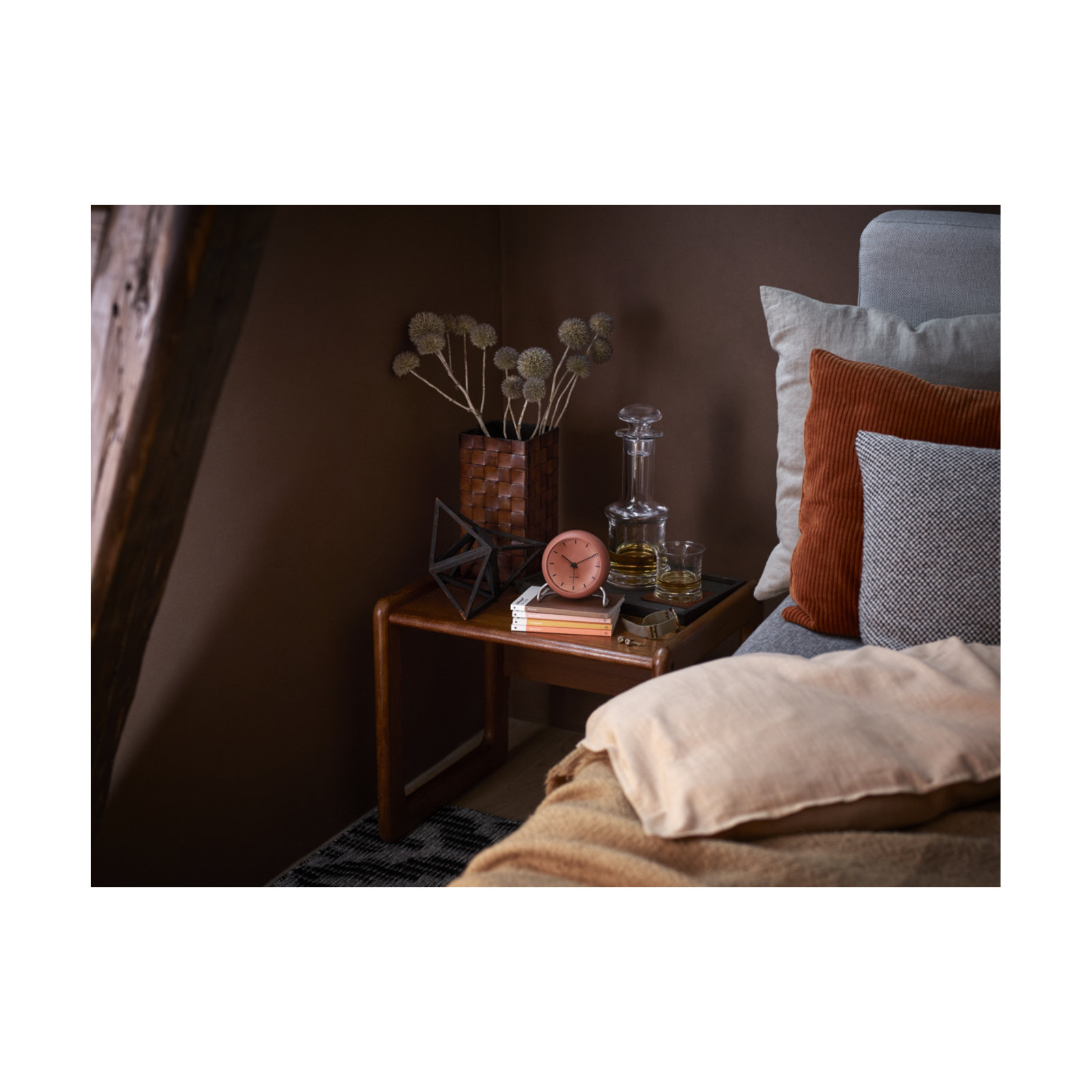 City Hall Analog Electric Alarm Tabletop Clock, Pale Orange/Silver