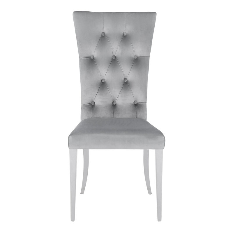 Chaise d'appoint en velours capitonné Hastie, gris
