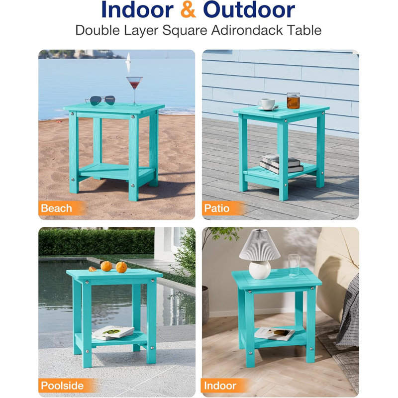 Rosibel Rectangular 16.14'' L x 12.59'' W Outdoor Side Table, Teal