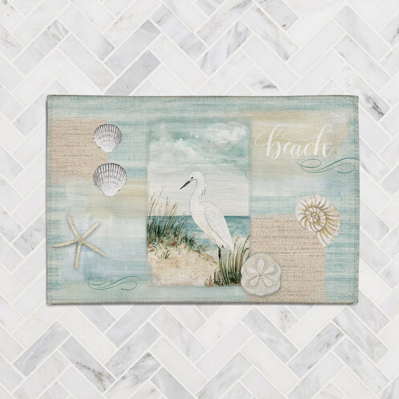 Water Egret and Dunes Chenille Accent Rug, Rectangle 2' x 3'