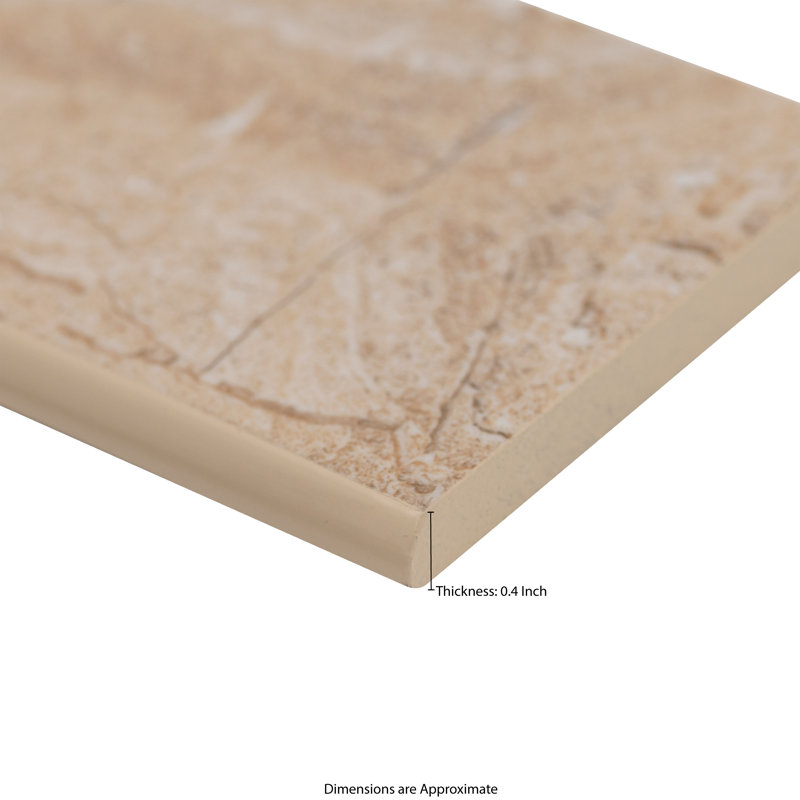 Aria Oro 18" x 3" Beige Polished Porcelain Bullnose Tile Trim
