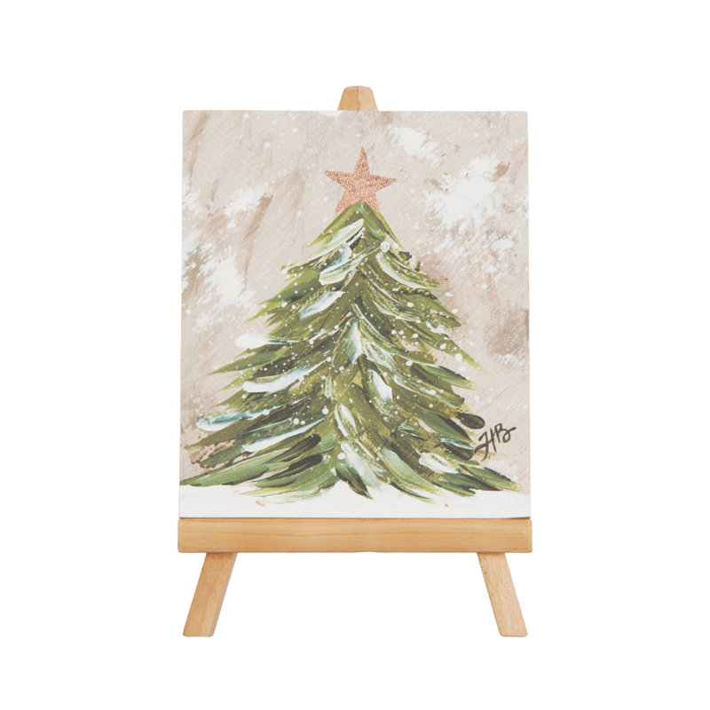 Chevalet en panneau de fibres à densité moyenne avec toile d'art des Fêtes - Panneaux de table autoportants pour décorations de Noël