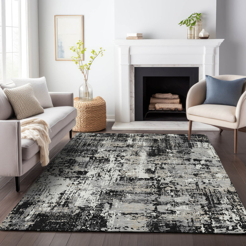Tapis intérieur / extérieur noir Caelan , 8' x 10'