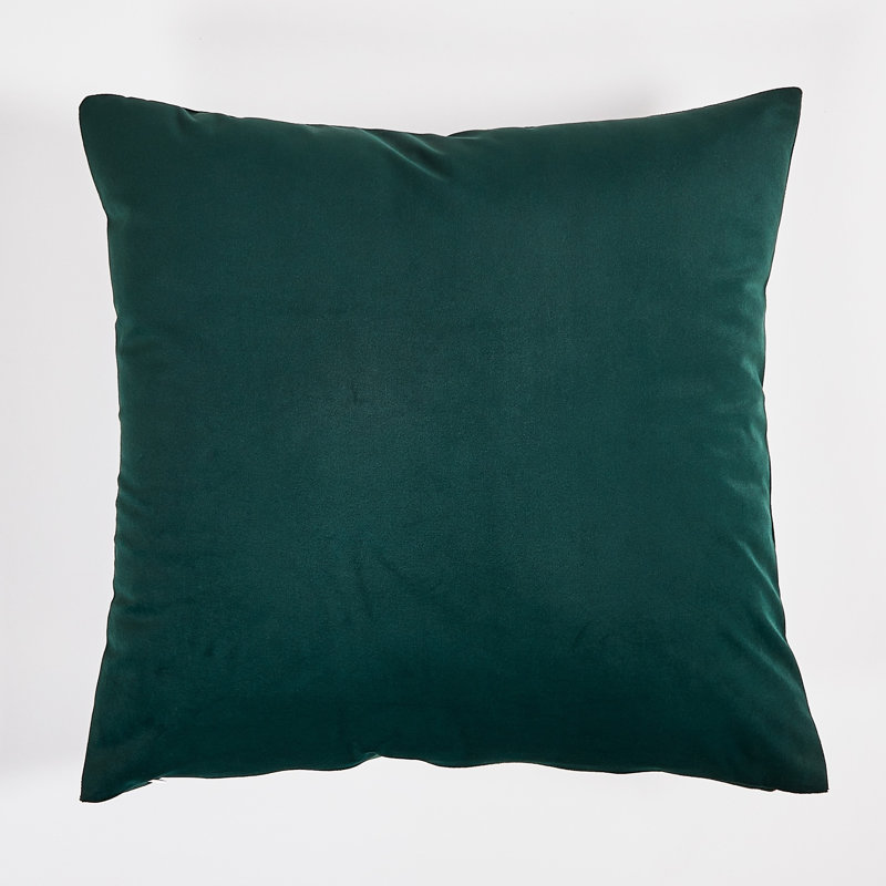 Coussin en velours de couleur unie, Carré, Vert foncé, H 20 po x l 20 po