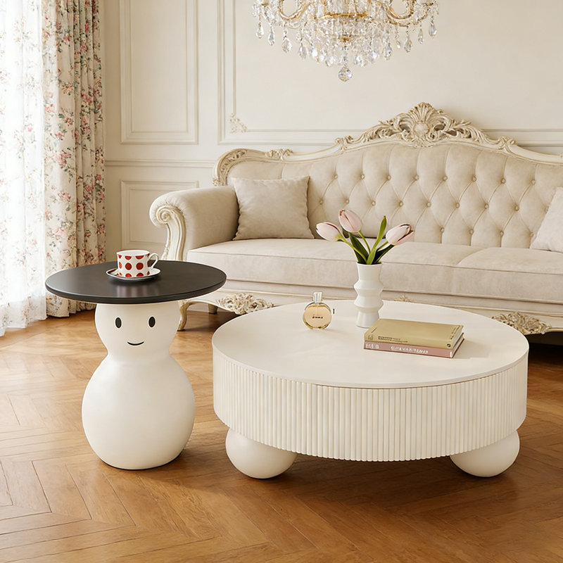 Luise, Blanc, 16.53" H x 27.55" L x 27.55" W, Blanc/Noir