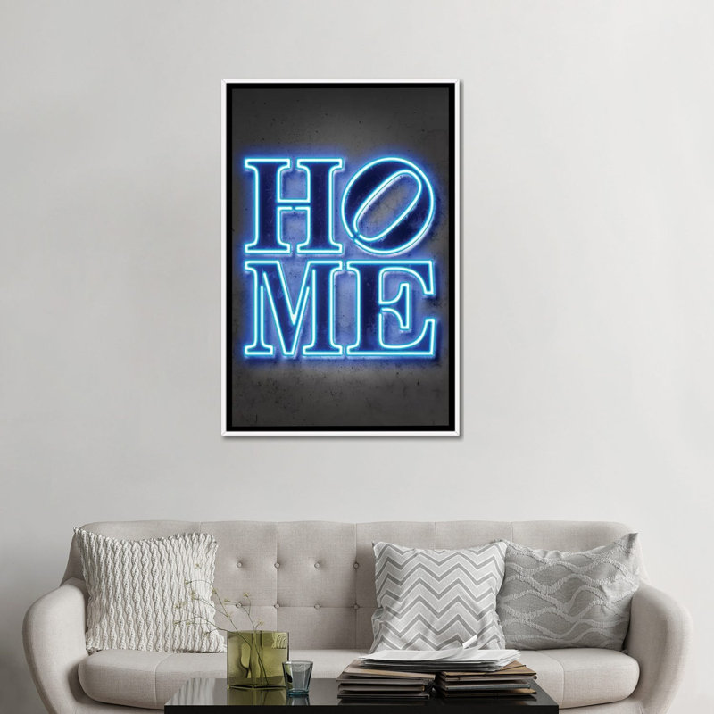 "Home" par Octavio Mielu-impression d’art textuel, Toile blanche encadrée, H 48 po x l 32 po x P 1,5 po, Pas de tapis