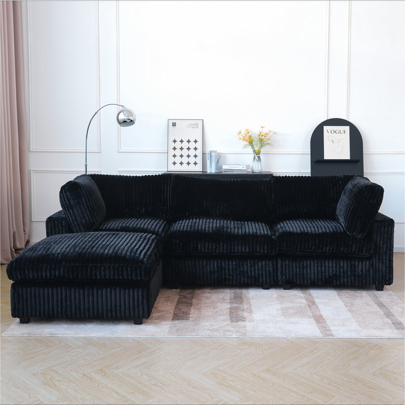 Canapé modulaire en L 4 po Pixel, Noir