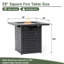 Foyer de table au gaz propane 28 po 28 po, foyer carré en acier de 50000 BTU pour la terrasse extérieure - noir