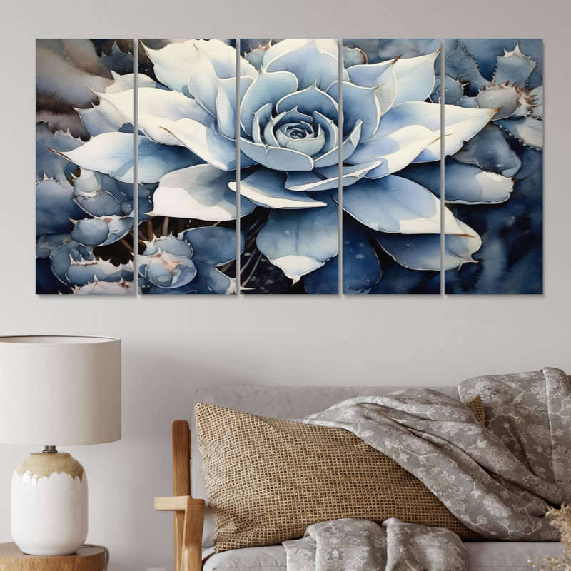 «Blue Blue Cactus Minimal Collage I», ensemble de reproduction d'art en métal floral