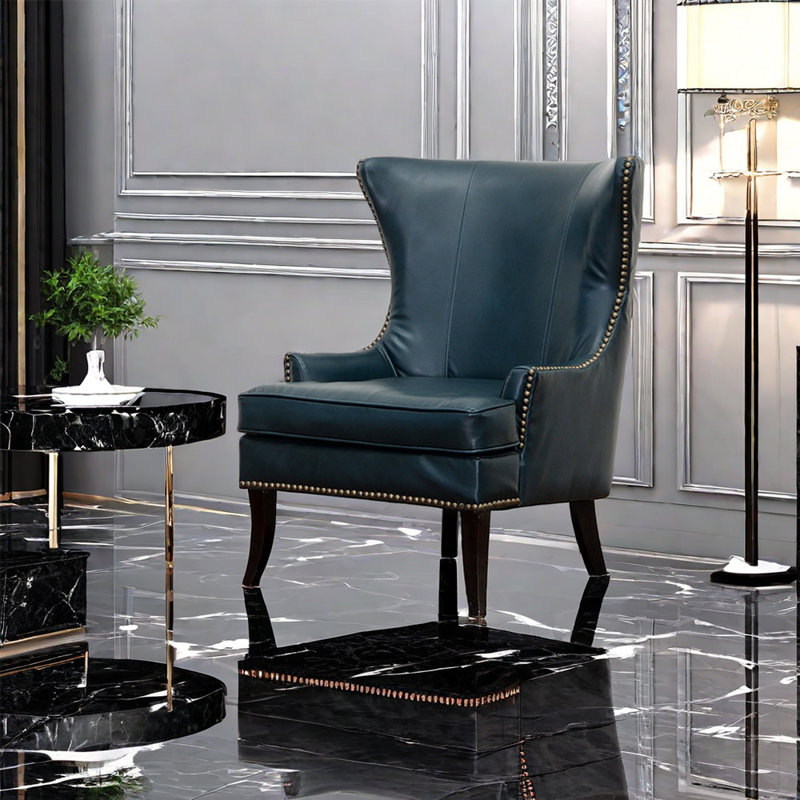 Fauteuil inclinable en cuir avec rivets, Bleu