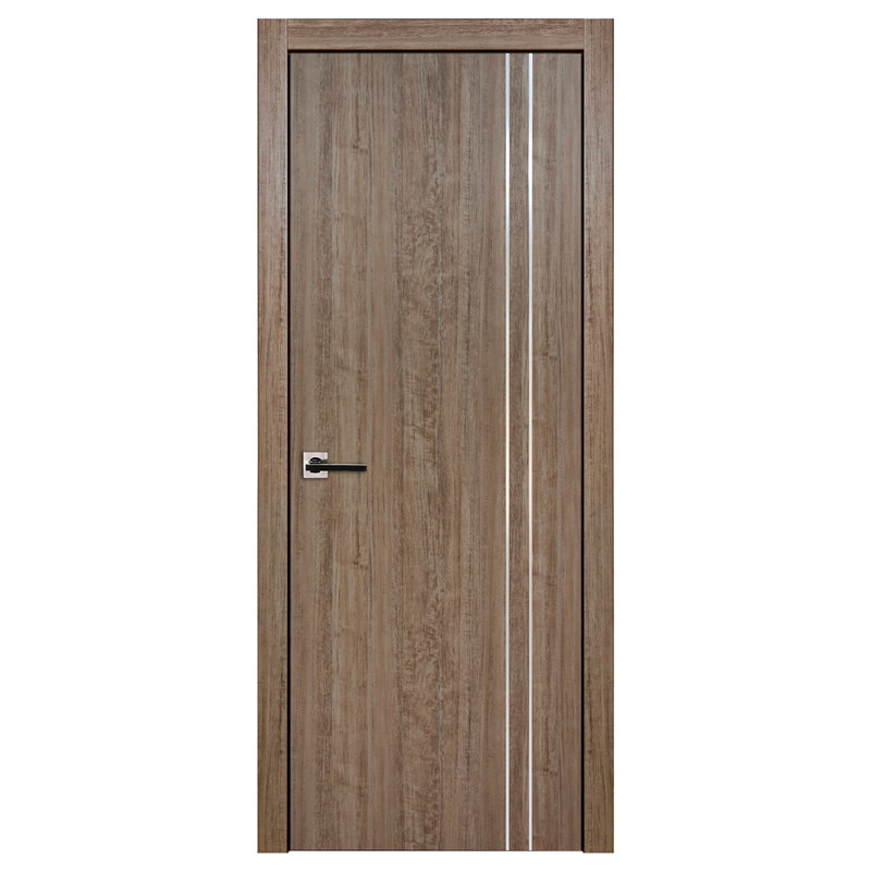 Porte intérieure simple HG-002VR, 18'' x 80'', Dark Aloe Wood, S'ouvre à gauche vers l'intérieur