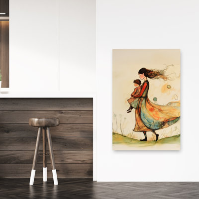 Loving Mother Child Colorful Dreamy Ethereal Nature Wall Art Print by Pictufy Studio IV - Wrapped Canvas Print