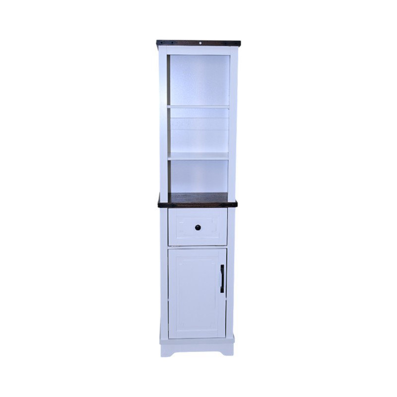 Armoire étroite, Blanc/noyer