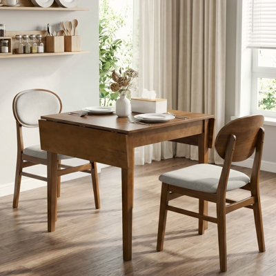31"- 47" Extendable Dining Table for 4, Folding Kitchen Table with Solid Wood Legs, Saving Space, Rectangular Drop Leaf Table for Living Room, Dining