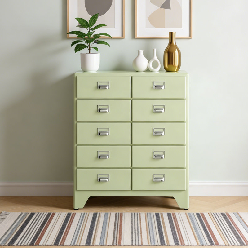 Multi-functional drawer solid-color accent chest, 37.8" H x 30.71" W x 15.75" D, Light Green