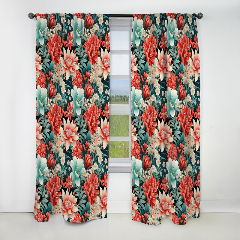 Lagune Serenade motif tropical II - Rideau floral - Rideau occultant floral - 1 panneau, L 52 po x L 95 po
