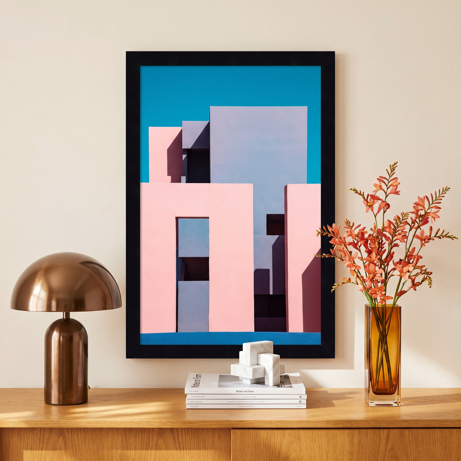 Muralla Roja Buildings 1 Print, 17" H x 12" W x 1" D, Black