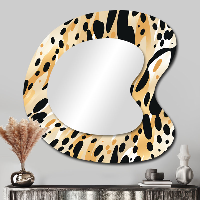 Feucht Feline Grace Cheetah Print - Miroir mural asymétrique imprimé animal, 33 po x 33 po