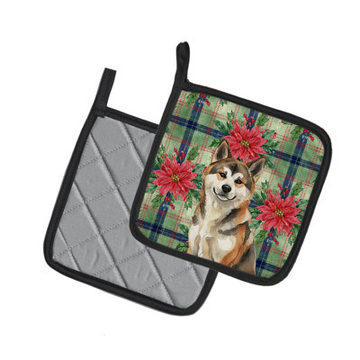 Paire de poignées Sesame Akita Christmas Poinsettas