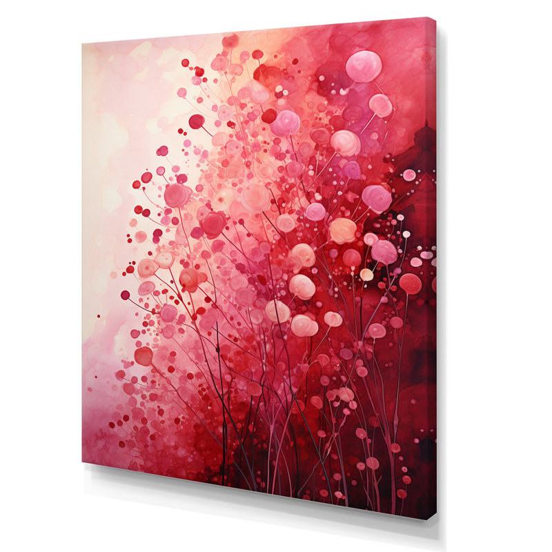 Crimson Reverie - Paysages abstraits, art mural, H 32 po x l 16 po x P 1 po, Toile tendue