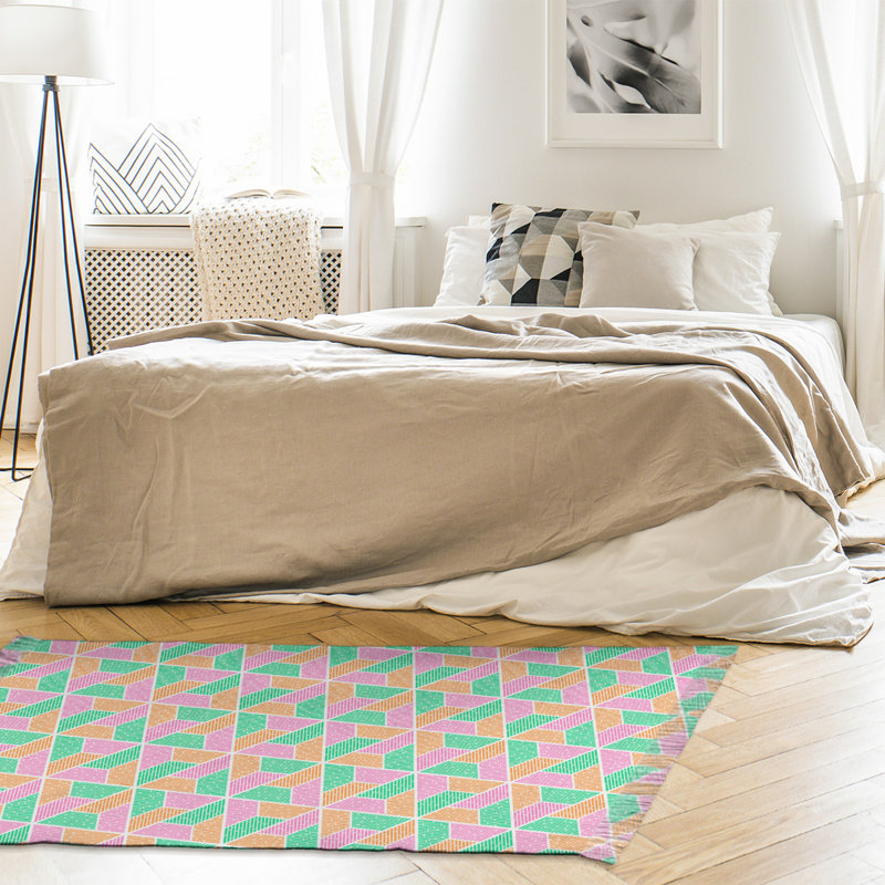 Tapis vert / orange / mauve à motif trapézoïde Mcguigan, Non