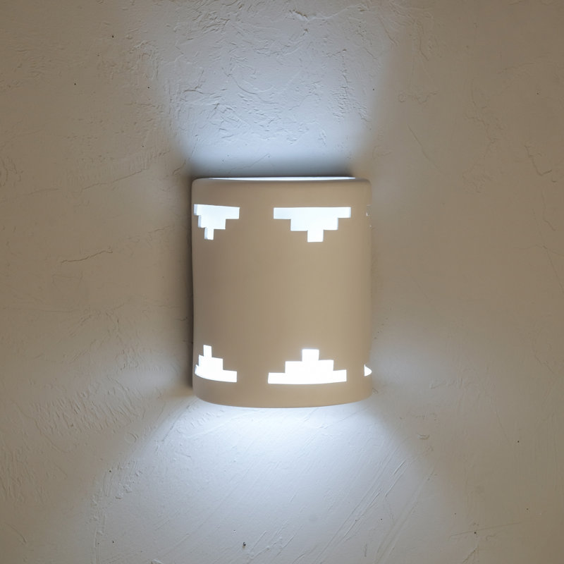 Charleus Flush Mount Ceramic Outdoor Wall Lights, LED Bulb Included, 10" H x 8" W x 5" D