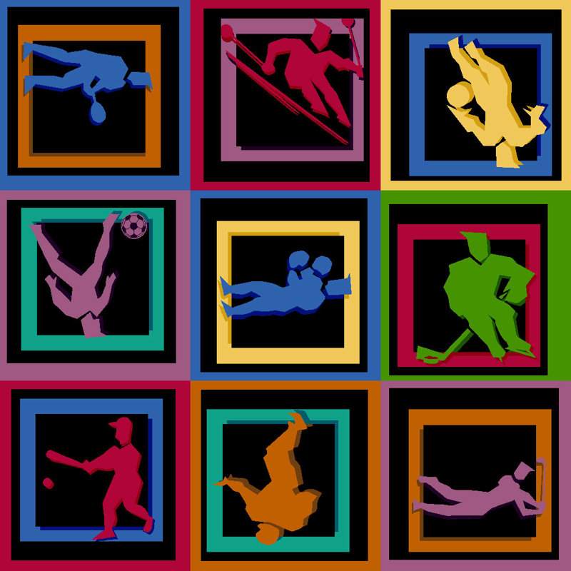 Tapis Sports Let The Games commence, Rectangle 5 pi 4 po x 7 pi 8 po