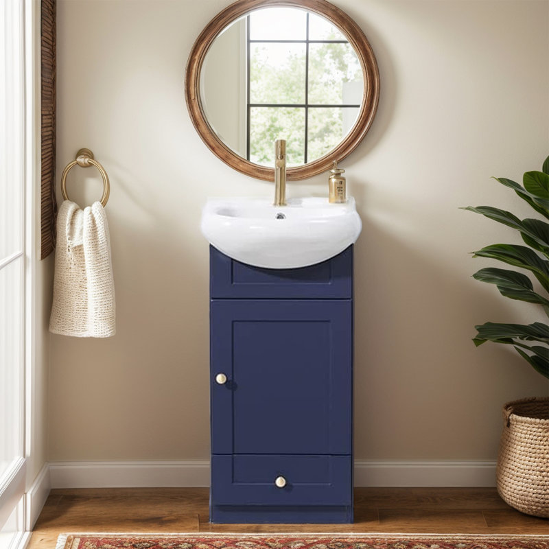 Kemeshia 18 " W Freestanding Standard 1 Single Vanity Bathroom Vanity With Ceramic Top