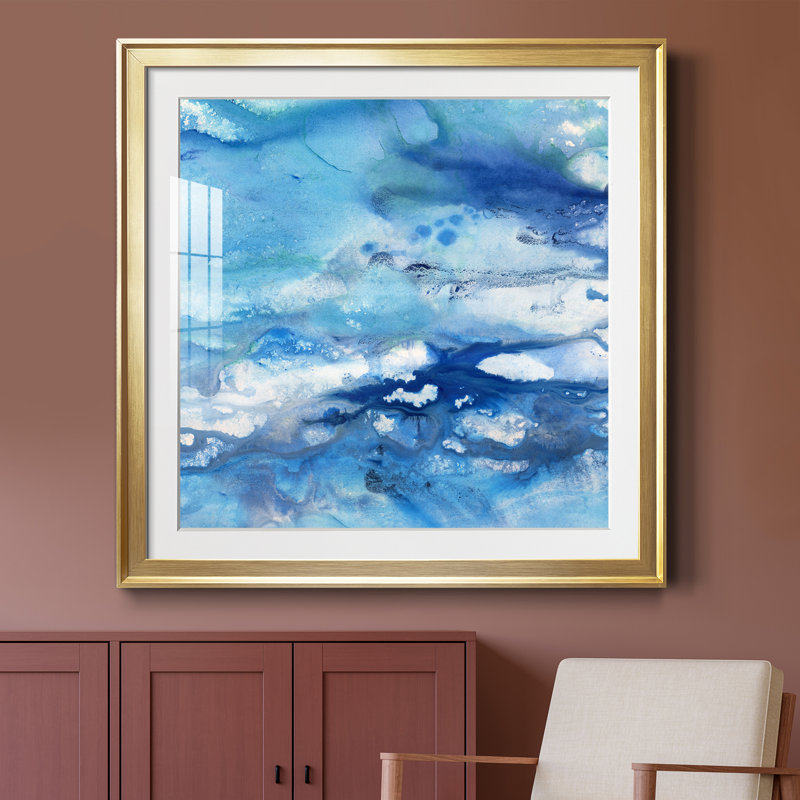 Marbré - peinture encadrée, H 26,5 po x l 26,5 po x P 1,5 po, Doré