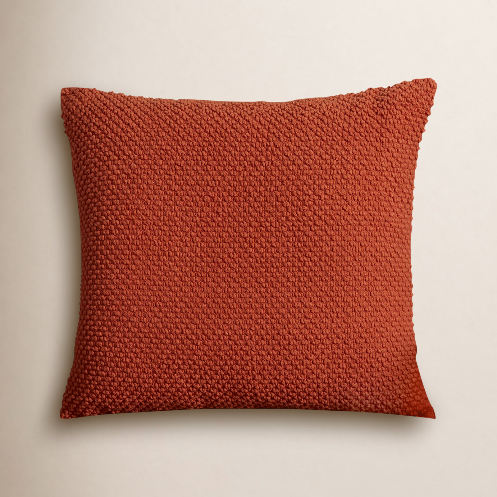 Mansel Textured Throw Pillow, Dark Orange, Square 20", Polyester