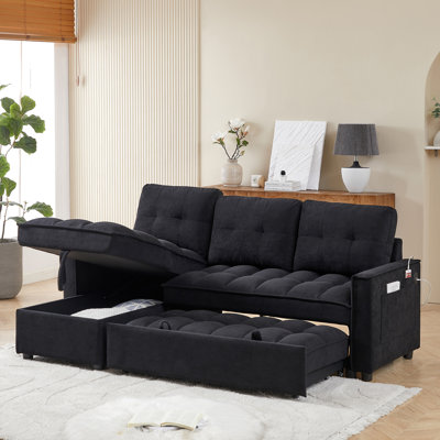 Canapé inclinable de 71,3 po, canapé-lit escamotable avec ports de chargement USB et tape-c, canapé modulaire en L avec rangement inclinable et rangement avec accoudoirs latéraux, canapé confortable pour le salon