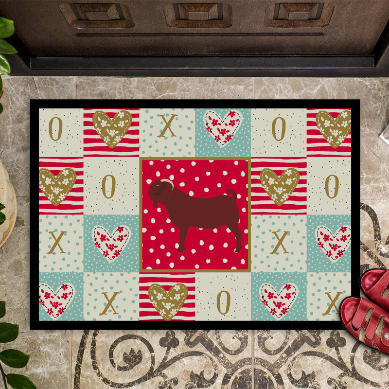 Kalahari chèvre love 27 po x 18 po tapis anti-dérapant pour porte intérieur/extérieur Jens