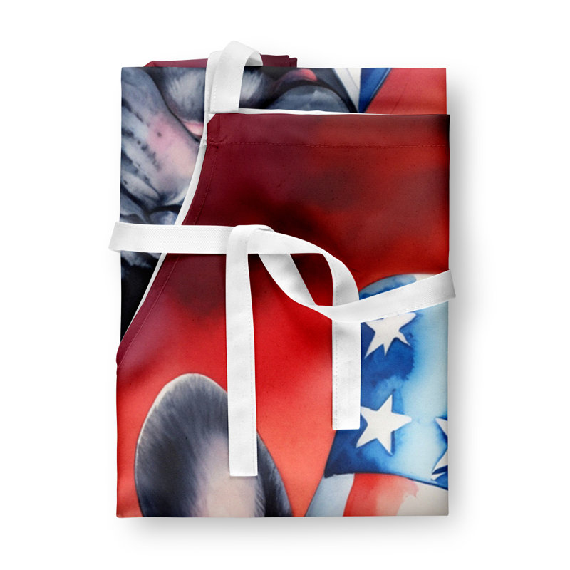 Patriotic American Apron, Black French Bulldog