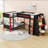 Bunk Bed With Built-In Desk, Shelves And LED