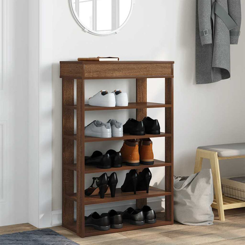 Shoe Rack 80X30x98 Cm Engineered Wood, 98cm H x 80cm W x 30cm D, Brown Oak