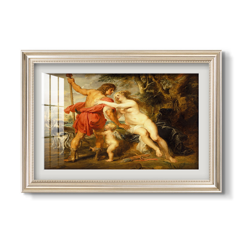 Vénus et Adonis, vers 1635 - Pierre Paul Rubens - Estampe encadrée sur mesure, Format intérieur 20 po x 28 po, Étain satiné