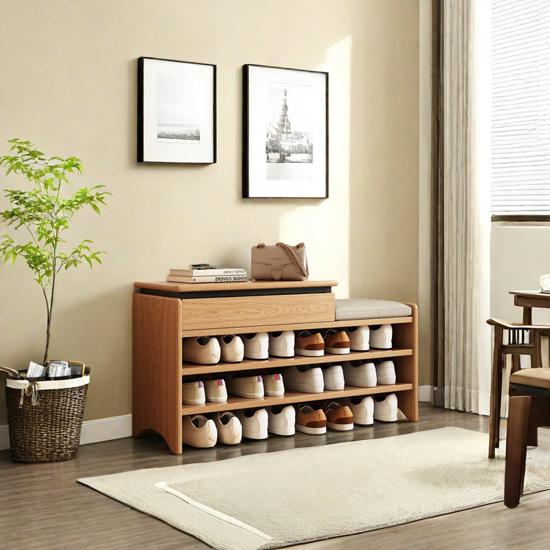 10 Pair Shoe Storage Bench, Yellow